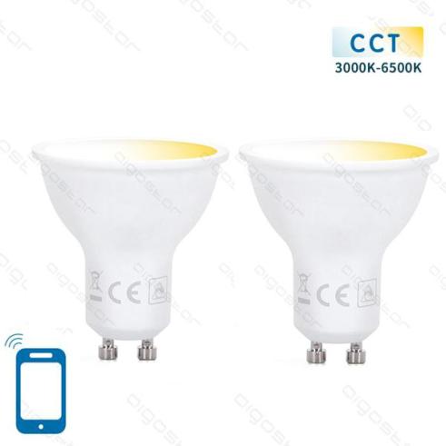 Pacote 2 Lâmpada LED Wifi GU10 5W CCT