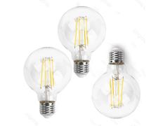Pacote de 3 Lâmpadas de Filamento LED E27 G80 4W Luz Quente 2700K