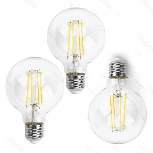 Pacote de 3 Lâmpadas de Filamento LED E27 G80 4W Luz Quente 2700K