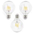 Pacote 3 Lâmpadas de filamento LED E27 G95 4W luz quente 2700K