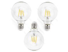 Pacote 3 Lâmpadas de filamento LED E27 G95 4W Luz fría 6500K