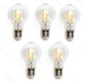 Pacote 5 Lâmpadas de filamento LED E27 A60 4W Luz Quente 2700K