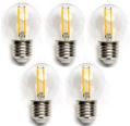 Pacote 5 Lâmpadas de filamento LED E27 G45 6W luz quente 2700K