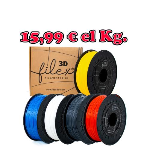 Pack 5 Kg de Filamento Filex3d PLA +PREMIUM - 1,75 mm - Cores à escolha