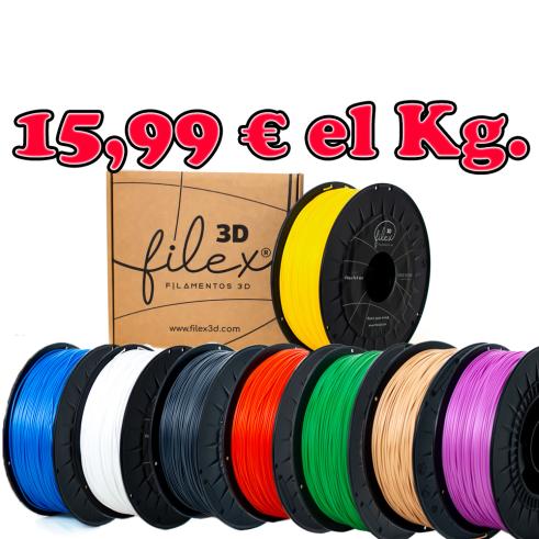 Pack 5 Kg de Filamento Filex3d PLA +PREMIUM - 1,75 mm - Cores à escolha