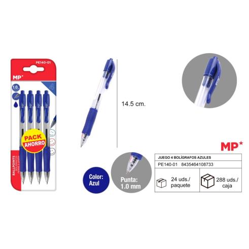 PACK PEN POINT 1,0 mm AZUL