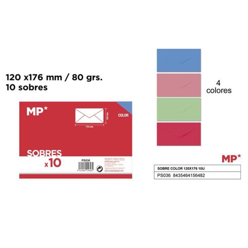 Pacote de 10 Envelopes Empresariais em Cores Pastel 176x120mm