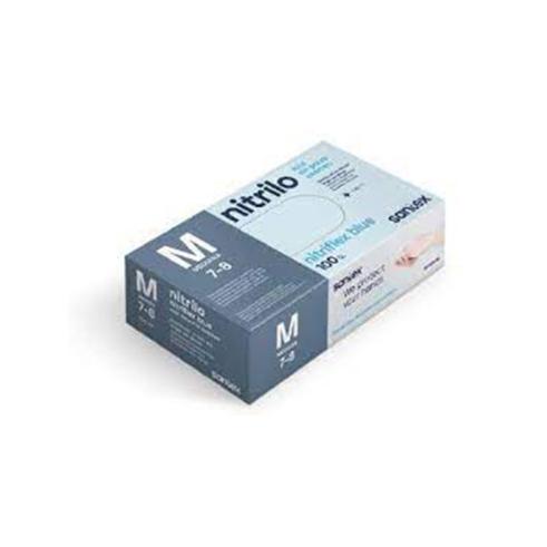 Pacote de 100 Luvas de Nitrilo Tamanho M Santex Nitriflex Azul