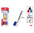 Pacote com 3 marcadores de quadro branco MP - azul/preto/vermelho
