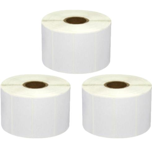 Pacote de 3 Rolos de Etiquetas Perfuradas Zebra Compatíveis 50x25 mm 1300 Unidades