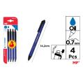 Embalagem de 4 canetas de tinta à base de óleo 0,7 mm azul MP