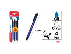 Embalagem de 4 canetas de tinta à base de óleo 0,7 mm azul MP