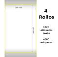 Embalagem de 4 rolos de etiquetas perfuradas compatíveis com Zebra 100x150 mm 4080 etiquetas