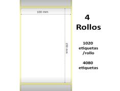 Embalagem de 4 rolos de etiquetas perfuradas compatíveis com Zebra 100x150 mm 4080 etiquetas