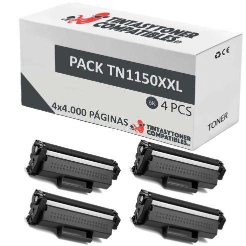 Pacote de 4 Toner Brother TN1150XXL Compatível
