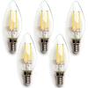 Pacote de 5 Lâmpadas de filamento LED E14 C35 4W Luz Fría 6500K