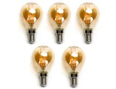 Pacote de 5 Lâmpadas de filamento LED E14 G45 4W luz quente 2200K