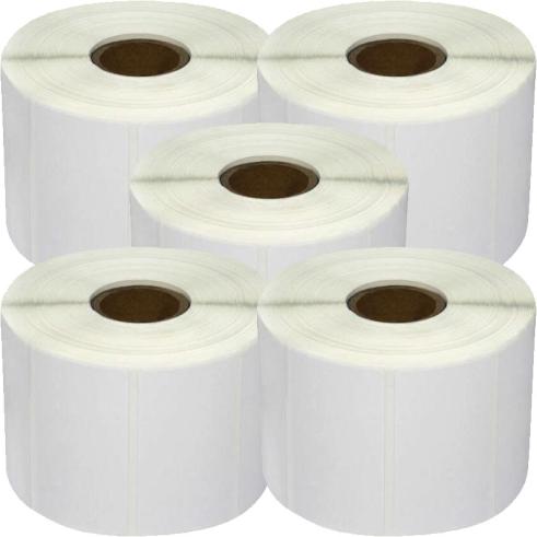 Pacote de 5 Rolos de Etiquetas Perfuradas Zebra Compatíveis 57x32 mm 1000 Unidades
