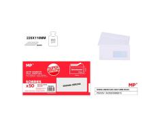 Pacote de 50 unidades de White American Envelope com Janela 220x110mm