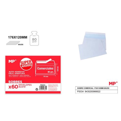 Pacote de 60 unidades de Envelope Comercial 176x120mm