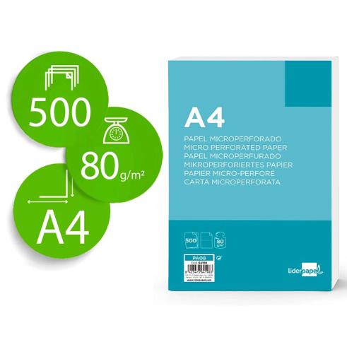 Papel A4 80g/m2 Liso Microperfurado em Duas Partes Iguais Pacote de 500 folhas