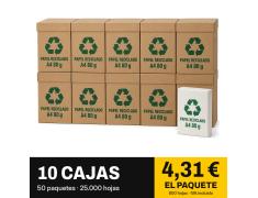 Papel A4 reciclado 80 g · 10 cajas de folios (25.000 hojas)