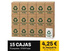 Papel A4 reciclado 80 g · 15 cajas de folios (37.500 hojas)