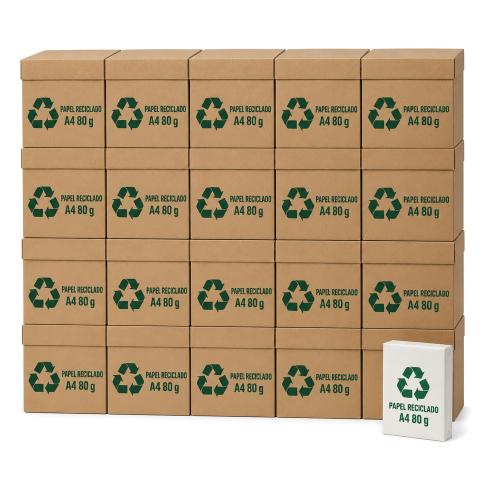 Papel A4 reciclado 80 g · 20 cajas de folios (50.000 hojas)