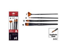 Pincel Sintético Profissional Curto 4 Unidades (Nº12/18/7/8)