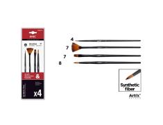 Pincel Sintético Profissional Curto 4 Unidades(Nº4/8/7/7)