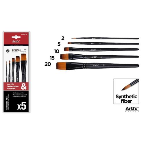Pincel Sintético Profissional Curto 5 Unidades.