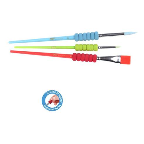 Pincel infantil 3u Easy Grip (Vermelho/Verde/Azul)