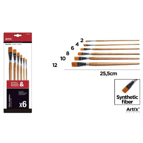 Pincel Profissional Natural Pincel Plano 6 Unidades