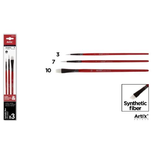 Pincel Profissional Sintético Vermelho 3 Unidades (Nº3/7/10)