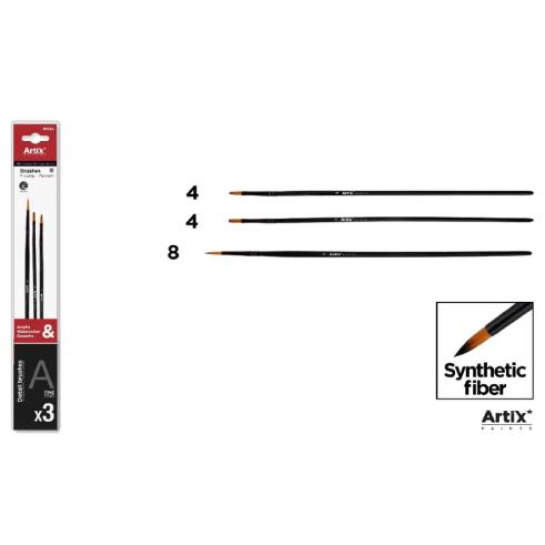 Pincel Profissional Sintético Fino 3u (4, 8, 4)