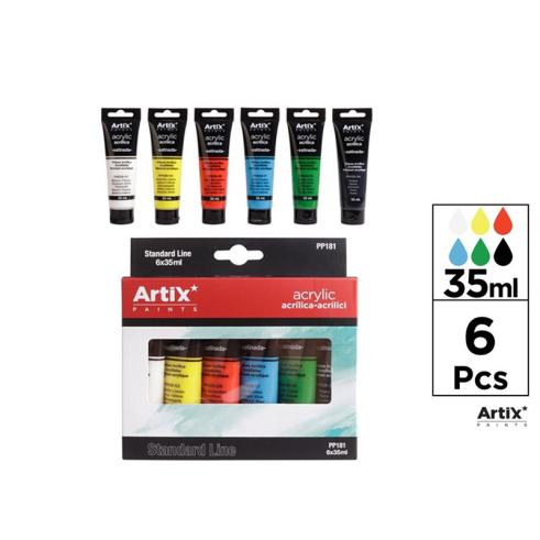 TINTA ACRÍLICA 6 TUBOS 35ML ARTIX