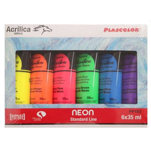 TINTA ACRÍLICA 6 TUBOS CORES FLUORESCENTES 35ML ARTIX