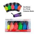 TINTA ACRÍLICA 6 TUBOS CORES FLUORESCENTES 75ML ARTIX