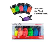 TINTA ACRÍLICA 6 TUBOS CORES FLUORESCENTES 75ML ARTIX