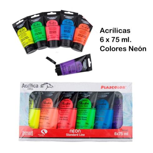 TINTA ACRÍLICA 6 TUBOS CORES FLUORESCENTES 75ML ARTIX