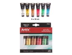 TINTA ACRÍLICA 6 TUBOS CORES METÁLICAS 35ML ARTIX