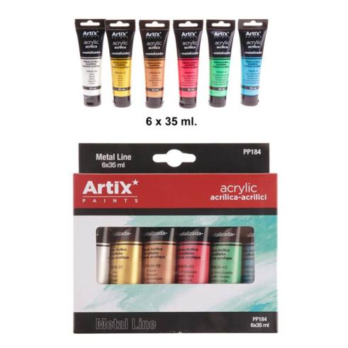 TINTA ACRÍLICA 6 TUBOS CORES METÁLICAS 35ML ARTIX