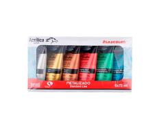 TINTA ACRÍLICA 6 TUBOS DE COR METÁLICA 75ML