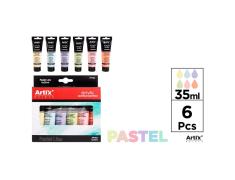TINTA ACRÍLICA 6 TUBOS PASTEL CORES 35ML ARTIX