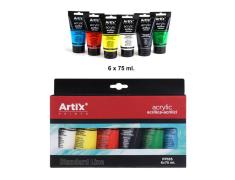 TINTA ACRÍLICA 6 TUBOS CORES SATIN 75ML ARTIX