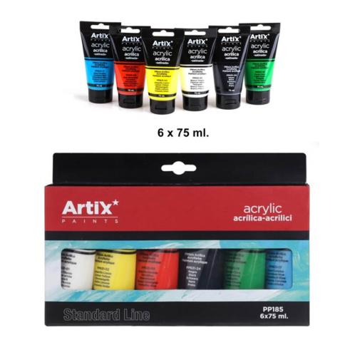 TINTA ACRÍLICA 6 TUBOS CORES SATIN 75ML ARTIX