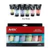 TINTA ACRÍLICA 6 TUBOS COR SATINADA PASTEL 75ML ARTIX