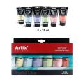TINTA ACRÍLICA 6 TUBOS COR SATINADA PASTEL 75ML ARTIX