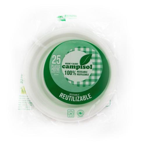 Plato de Plástico Reutilizables 22cm 25 unidades
