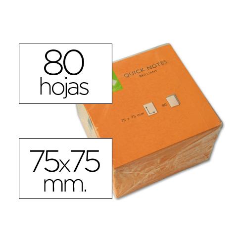 Q-CONNECT BLOC 80 NOTAS REPOSICIONÁVEIS 76 X 76 MM LARANJA NEON